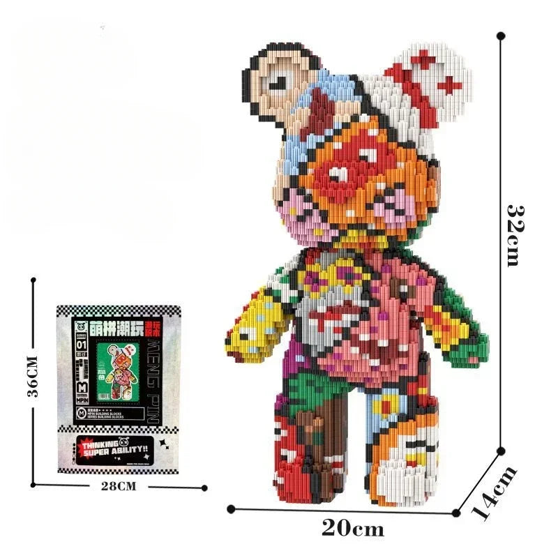 BRICK-BEARS | Kawaii Bear Model Building Kit, 3D Micro Diamond Blocks, Educational STEM Toy & Birthday Gift for Kids